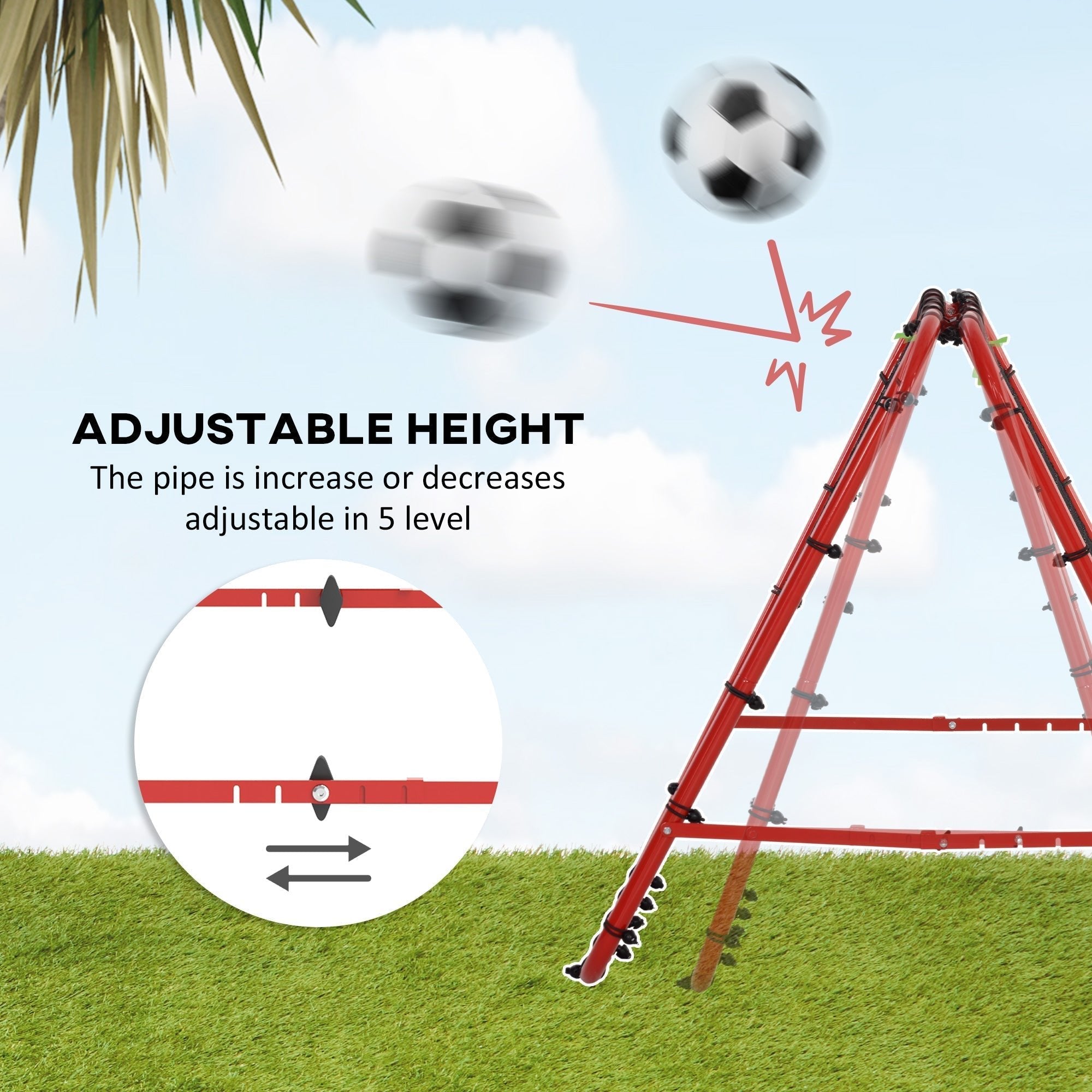 HOMCOM Double Sided Football Rebounder Net, Football Rebound Goal with Five Adjustable Angles, Red - SGP Garden Ltd