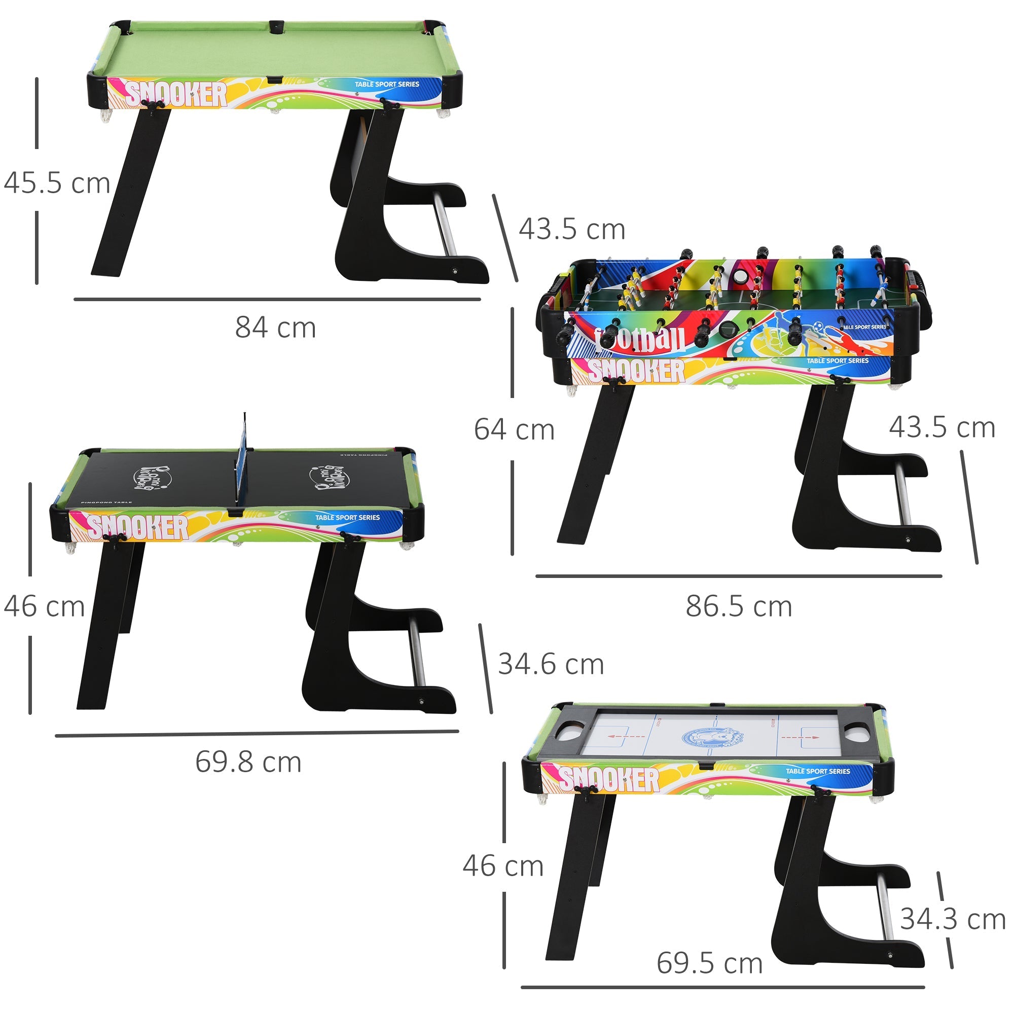 HOMCOM Folding Multi Gaming Table 4 in 1 Hockey, Football Table, Table Tennis, Billiards For Play Fun - SGP Garden Ltd