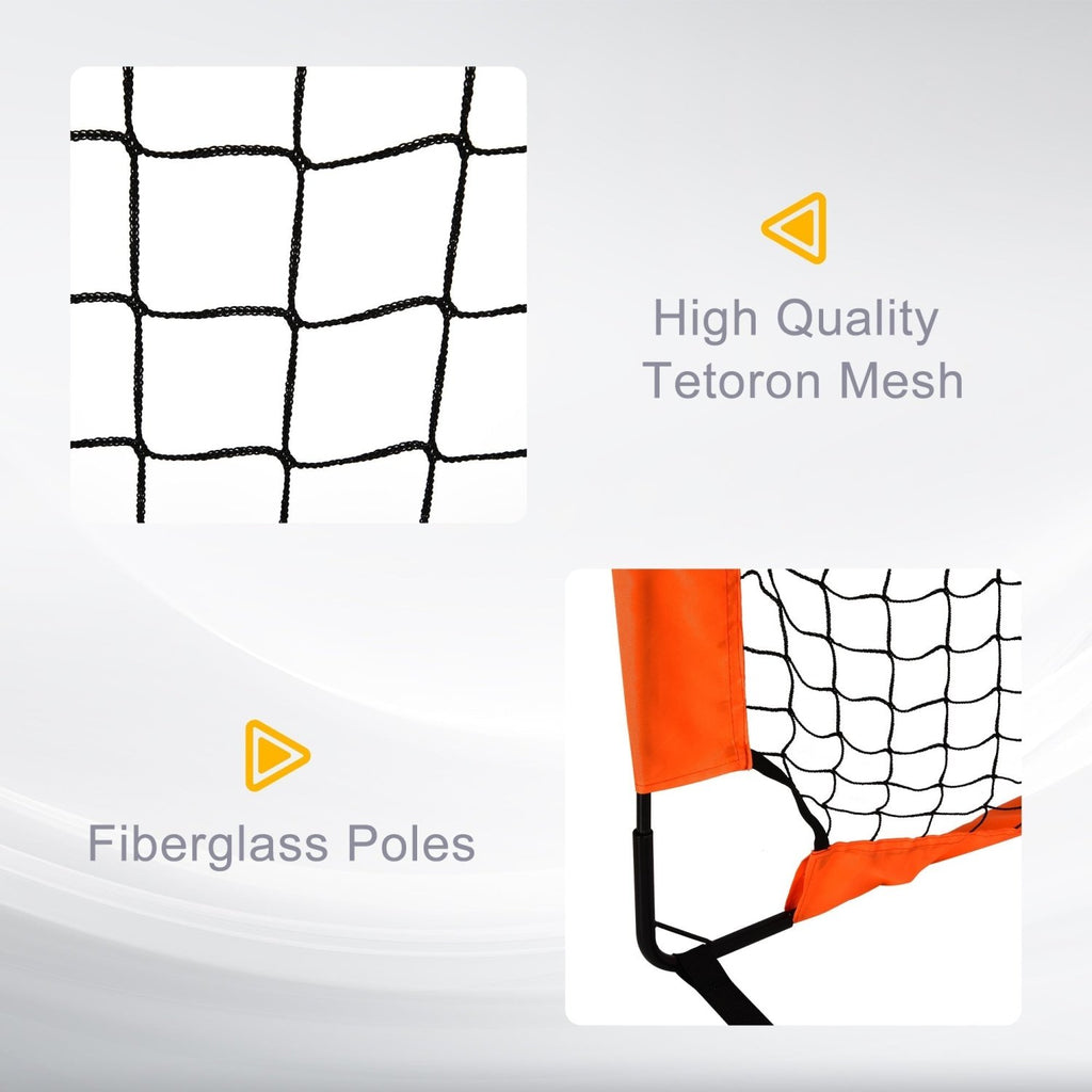 HOMCOM Set of 2 Football Goal Net 6 x 3 ft Foldable Outdoor Sport Training Teens Adults Football with Carrying Bag Orange - SGP Garden Ltd