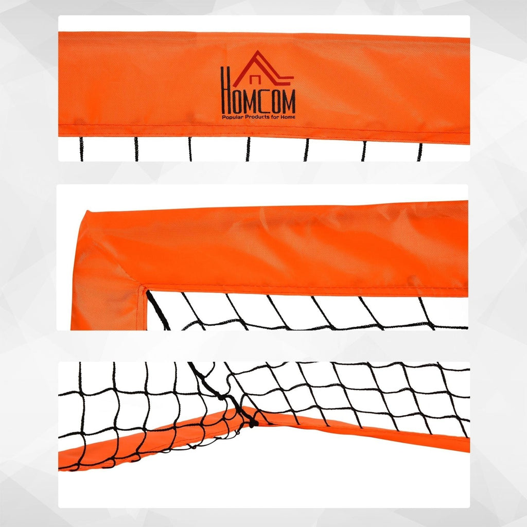 HOMCOM Set of 2 Football Goal Net 6 x 3 ft Foldable Outdoor Sport Training Teens Adults Football with Carrying Bag Orange - SGP Garden Ltd