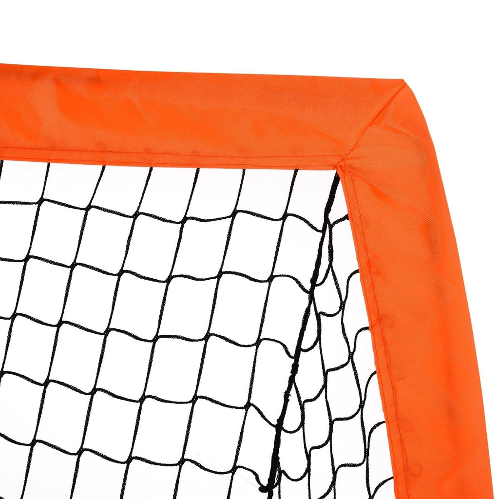 HOMCOM Set of 2 Football Goal Net 6 x 3 ft Foldable Outdoor Sport Training Teens Adults Football with Carrying Bag Orange - SGP Garden Ltd