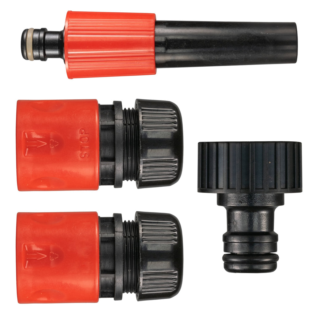 Hose Connectors Set With Nozzle Red Black Outdoor Watering Kit Hose Pipe Fitting - SGP Garden Ltd