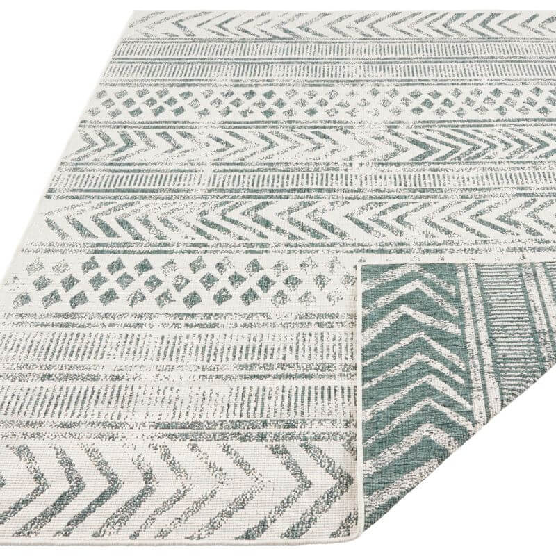 Indoor-Outdoor Reversible Geometric Green Rug - SGP Garden Ltd