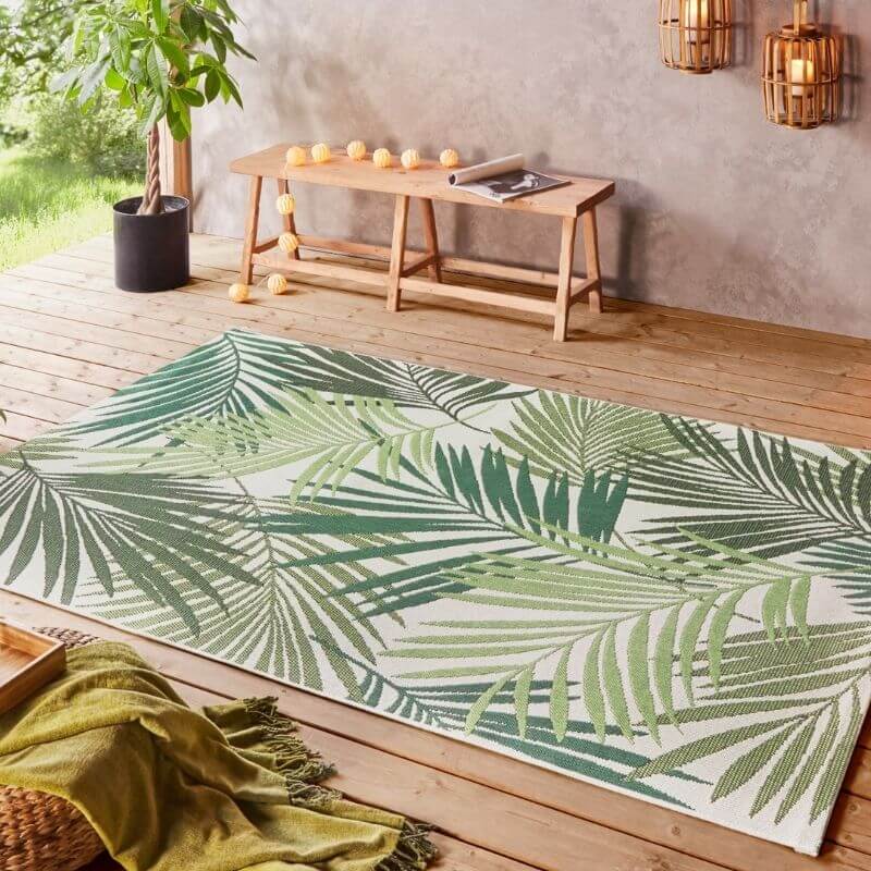 Indoor Outdoor Vai Green Rug – Floral Design - SGP Garden Ltd