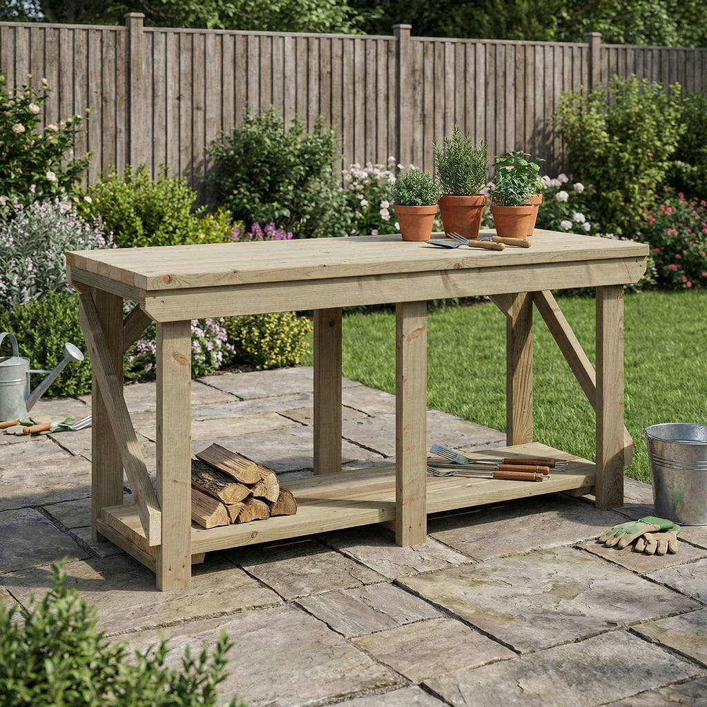 Indoor/outdoor workbench, pressure treated bench - SGP Garden Ltd