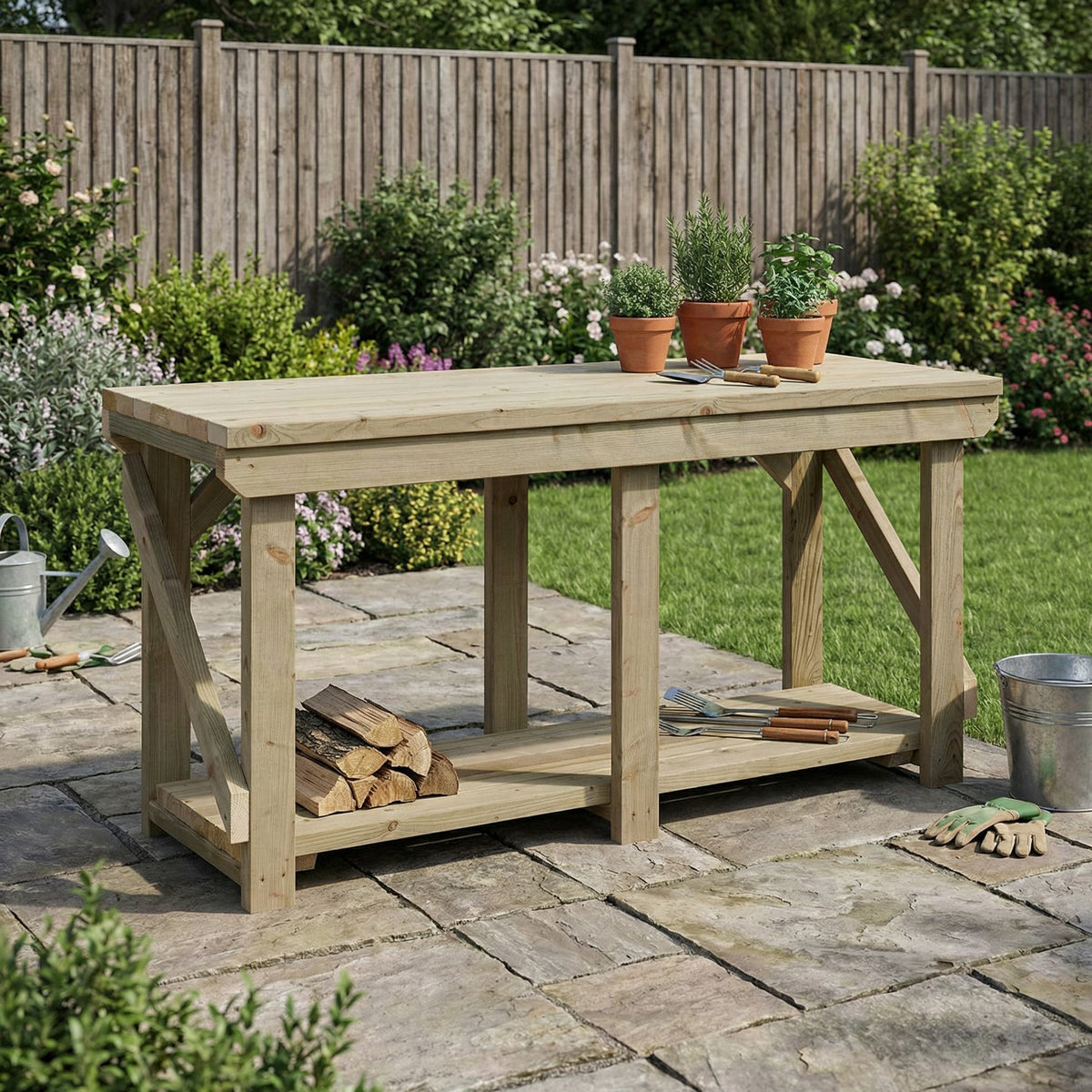 Indoor/outdoor workbench, pressure treated bench - SGP Garden Ltd