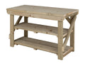 Indoor/outdoor workbench, pressure treated bench with double shelf - SGP Garden Ltd