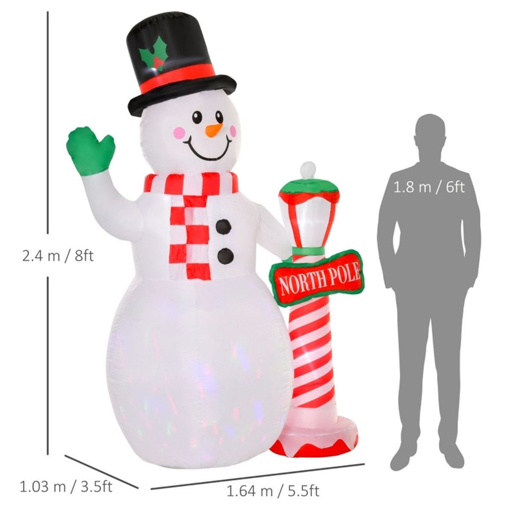 Inflatable Christmas Snowman with Street Lamp White 164W x 103D x 240Hcm - SGP Garden Ltd