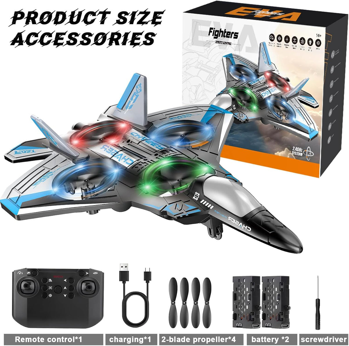 Jet Fighter Stunt RC Plane – Foam RC Drone with LED Lights - SGP Garden Ltd