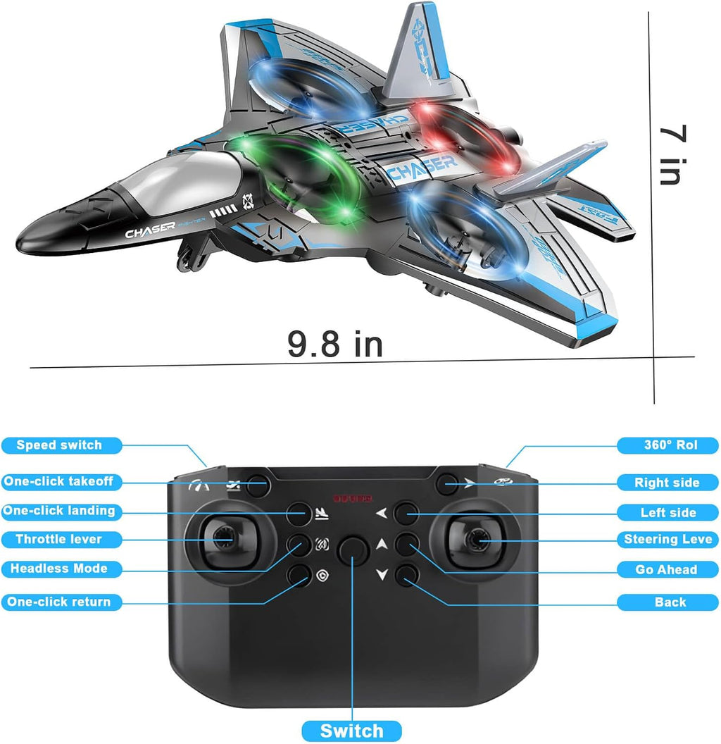 Jet Fighter Stunt RC Plane – Foam RC Drone with LED Lights - SGP Garden Ltd