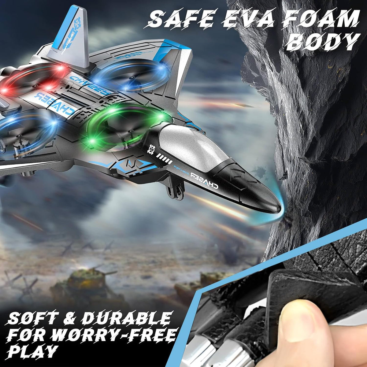 Jet Fighter Stunt RC Plane – Foam RC Drone with LED Lights - SGP Garden Ltd
