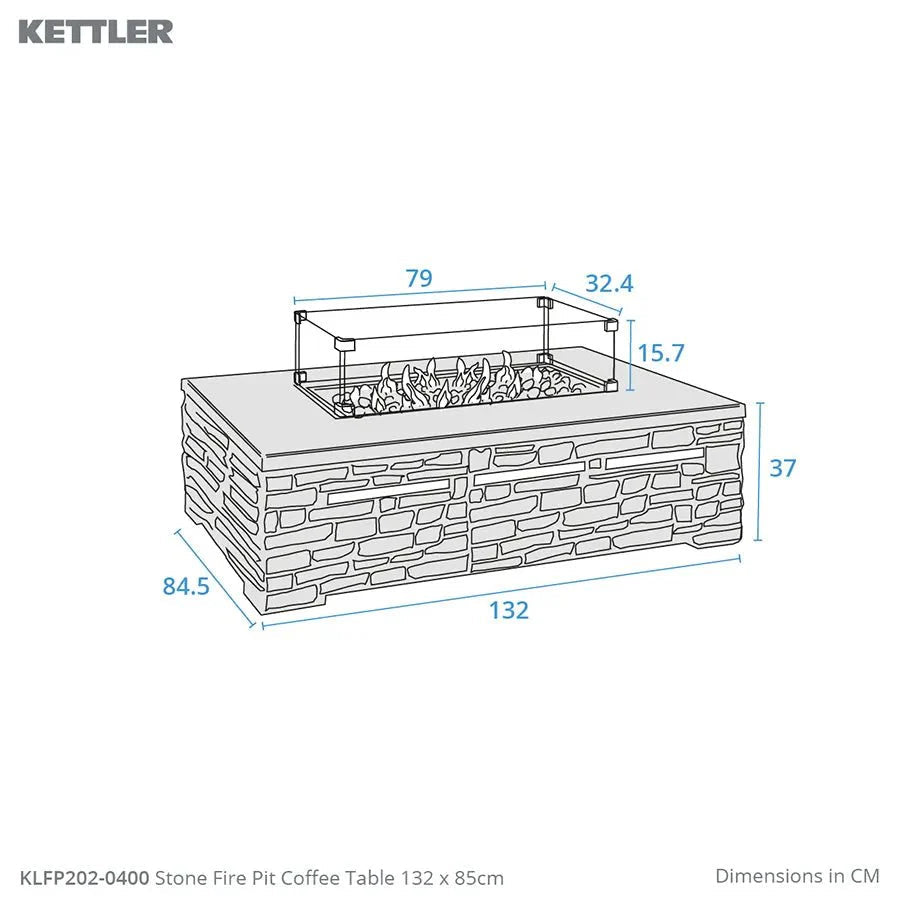 Kalos Universal Fire Pit (aluminium) – Coffee Table 132x85cm - SGP Garden Ltd