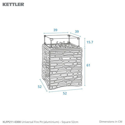 Kettler Stone Fire Pit – Square (52cm). - SGP Garden Ltd