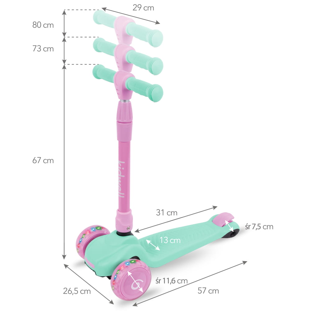 Kidwell JAX Folding 3-Wheel Scooter with LED Light-Up Wheels – Kids Ages 3+ (2 Colours) - SGP Garden Ltd