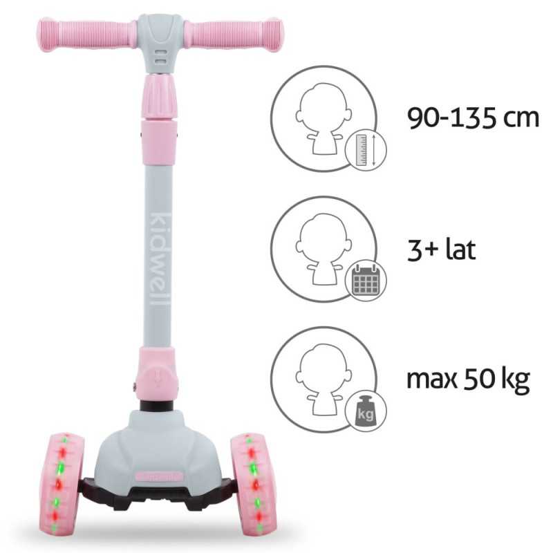 Kidwell JAX Folding 3-Wheel Scooter with LED Light-Up Wheels – Kids Ages 3+ (2 Colours) - SGP Garden Ltd