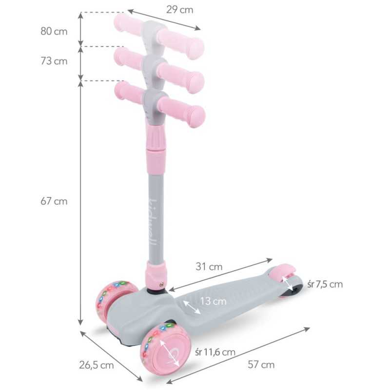 Kidwell JAX Folding 3-Wheel Scooter with LED Light-Up Wheels – Kids Ages 3+ (2 Colours) - SGP Garden Ltd