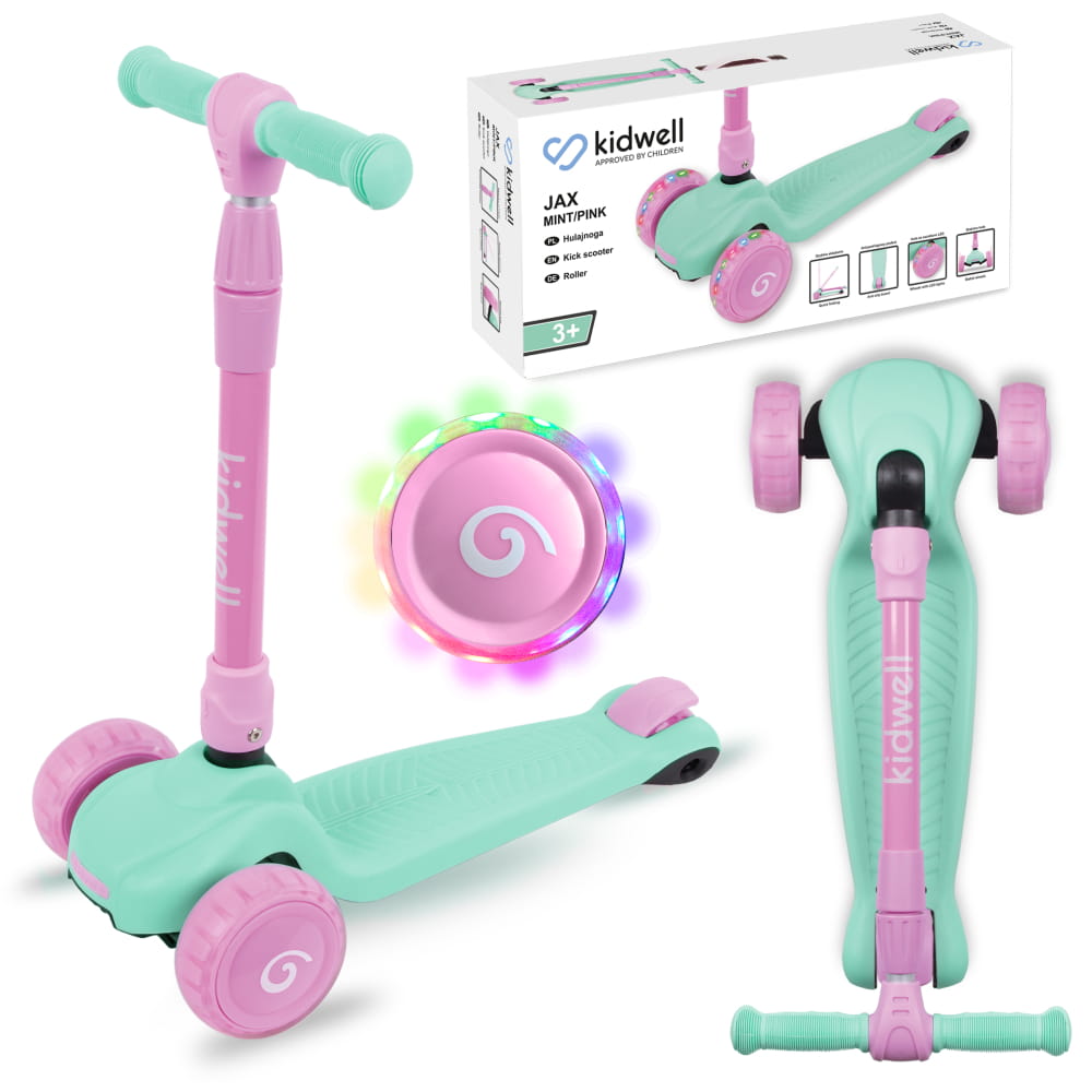 Kidwell JAX Folding 3-Wheel Scooter with LED Light-Up Wheels – Kids Ages 3+ (2 Colours) - SGP Garden Ltd