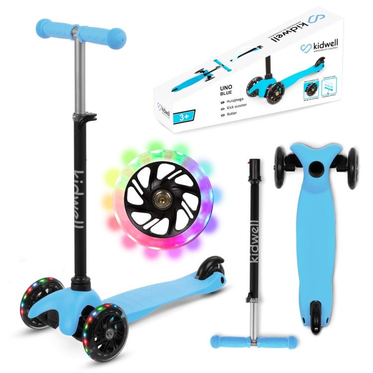 Kidwell UNO Blue & City 3-Wheel Balance Scooter with LED Light-Up Wheels – Kids Ages 3+ - SGP Garden Ltd
