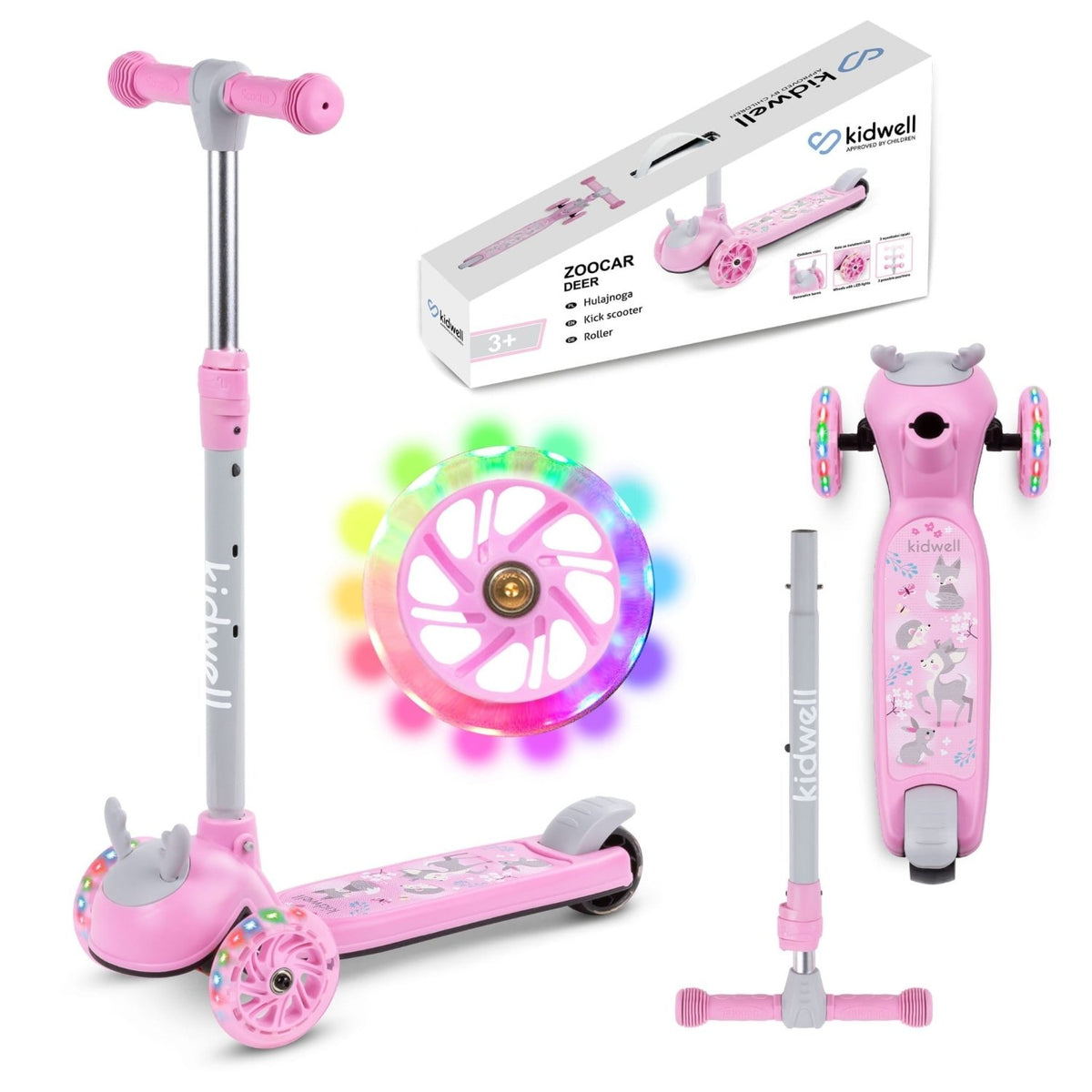 Kidwell ZOOCAR Deer 3-Wheel Balance Scooter with LED Light-Up Wheels – Kids Ages 3+ - SGP Garden Ltd