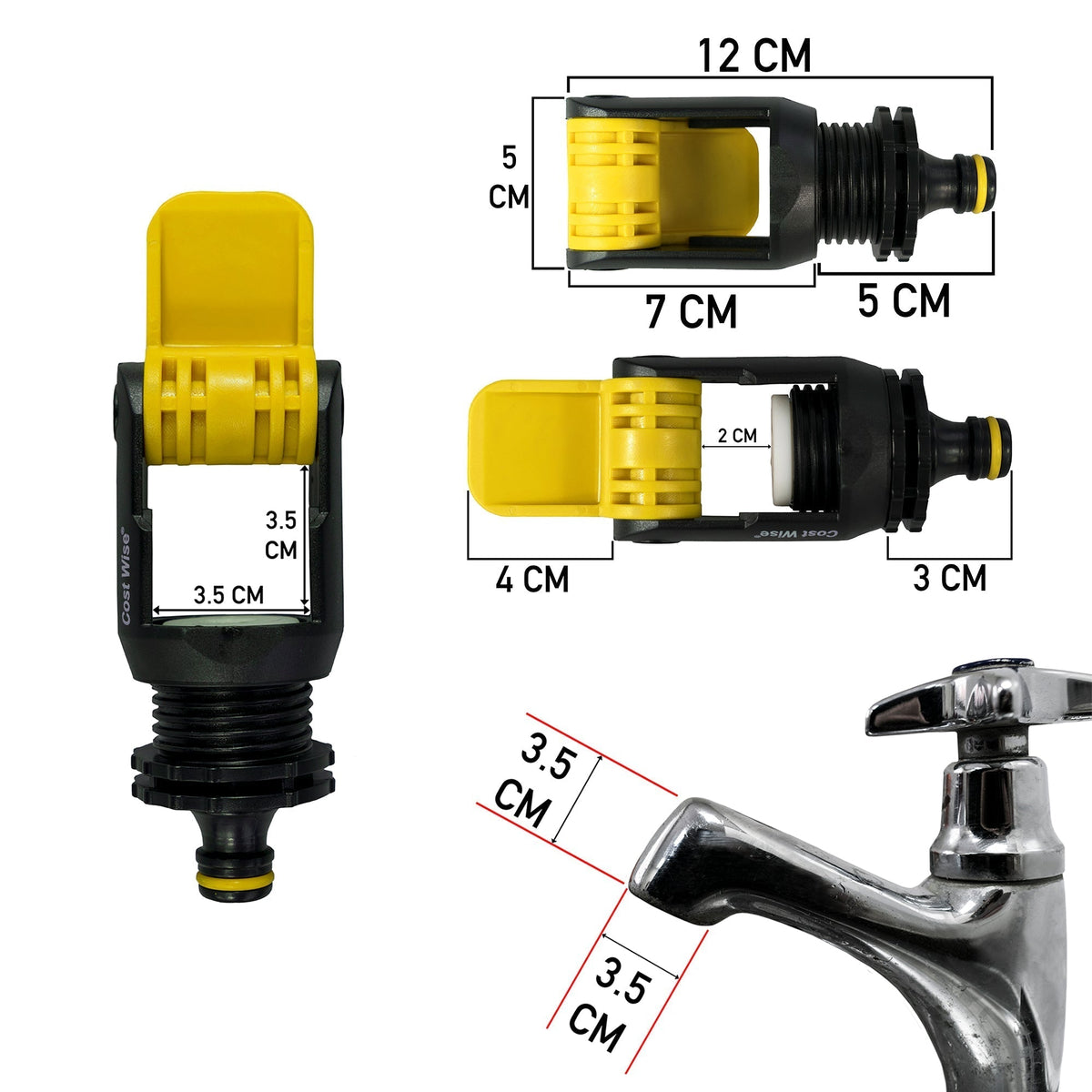 Kitchen Tap Adaptor "Non Branded" Yellow Outdoor Watering Kit Hose Connector Set - SGP Garden Ltd