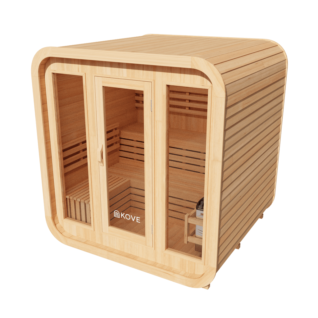 KOVE Cube Sauna 3–4 Person Outdoor Sauna – Premium Spruce Wood, 6kW Harvia Heater, Modern Cube Design - SGP Garden Ltd