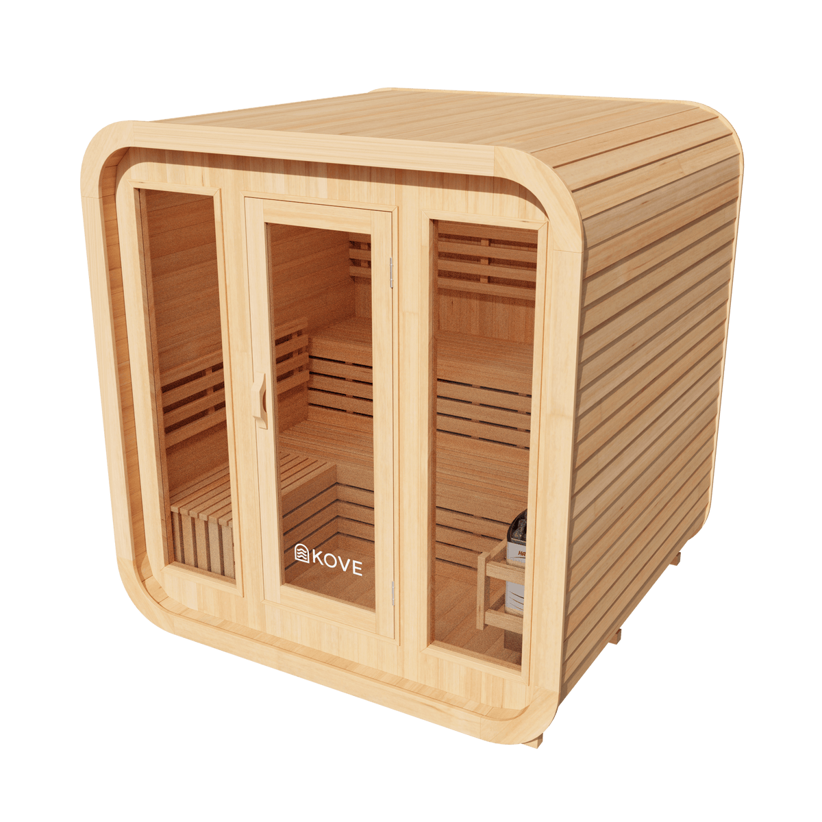 KOVE Cube Sauna 3–4 Person Outdoor Sauna – Premium Spruce Wood, 6kW Harvia Heater, Modern Cube Design - SGP Garden Ltd