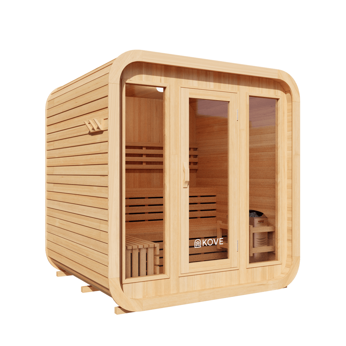 KOVE Cube Sauna 3–4 Person Outdoor Sauna – Premium Spruce Wood, 6kW Harvia Heater, Modern Cube Design - SGP Garden Ltd