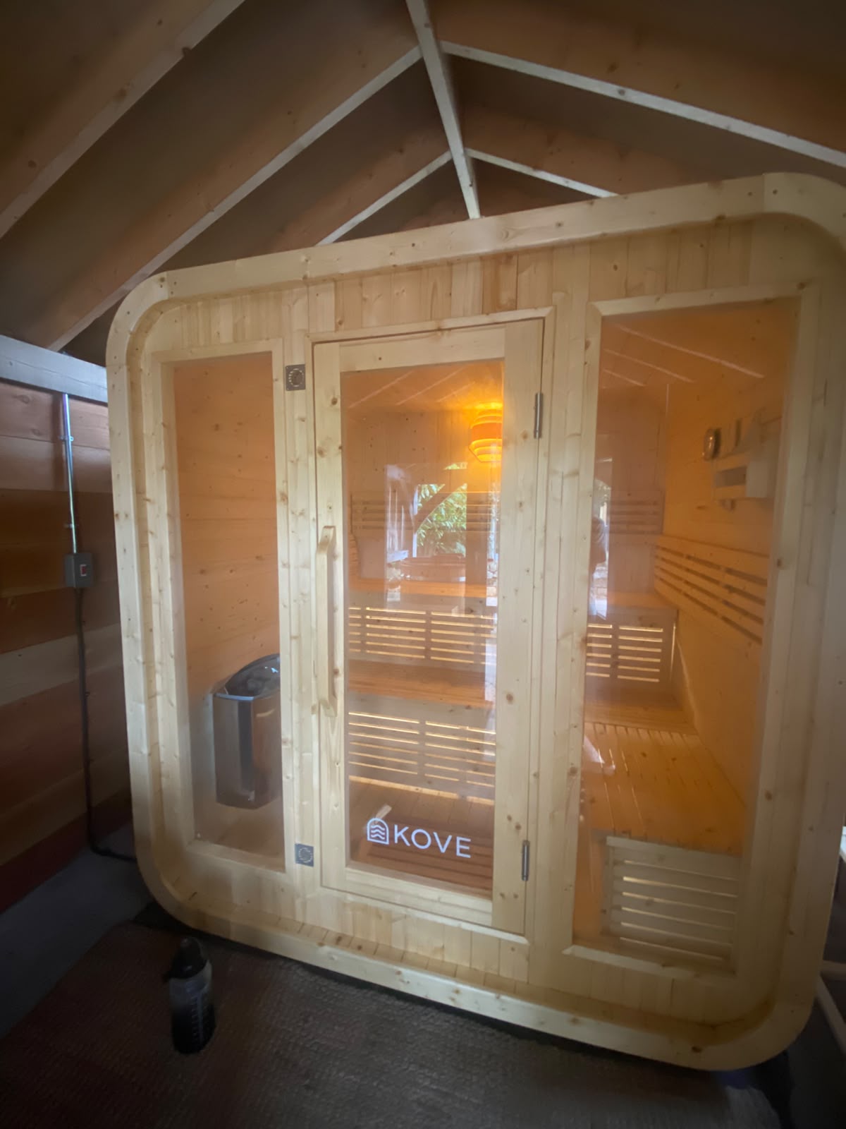 KOVE Cube Sauna 3–4 Person Outdoor Sauna – Premium Spruce Wood, 6kW Harvia Heater, Modern Cube Design - SGP Garden Ltd
