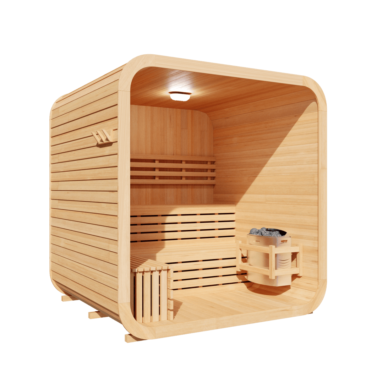 KOVE Cube Sauna 3–4 Person Outdoor Sauna – Premium Spruce Wood, 6kW Harvia Heater, Modern Cube Design - SGP Garden Ltd