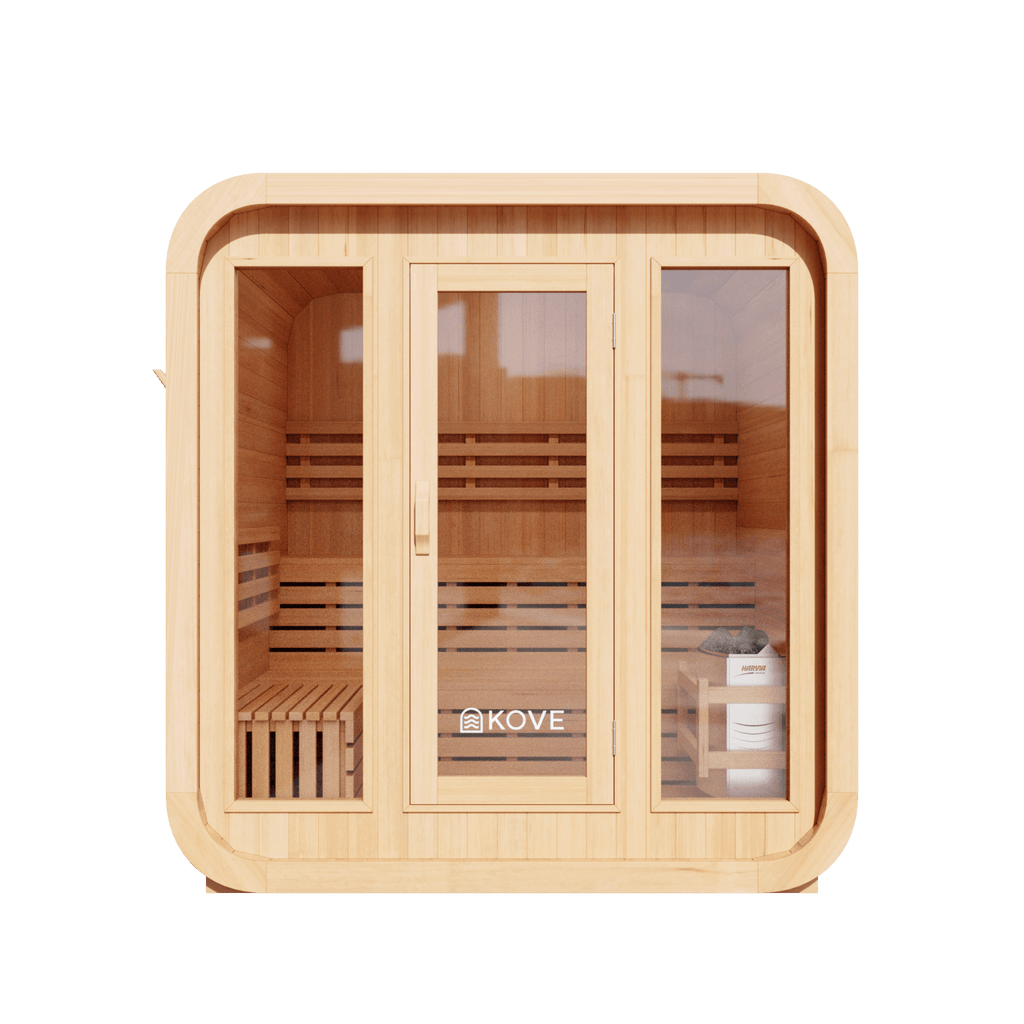 KOVE Cube Sauna 3–4 Person Outdoor Sauna – Premium Spruce Wood, 6kW Harvia Heater, Modern Cube Design - SGP Garden Ltd