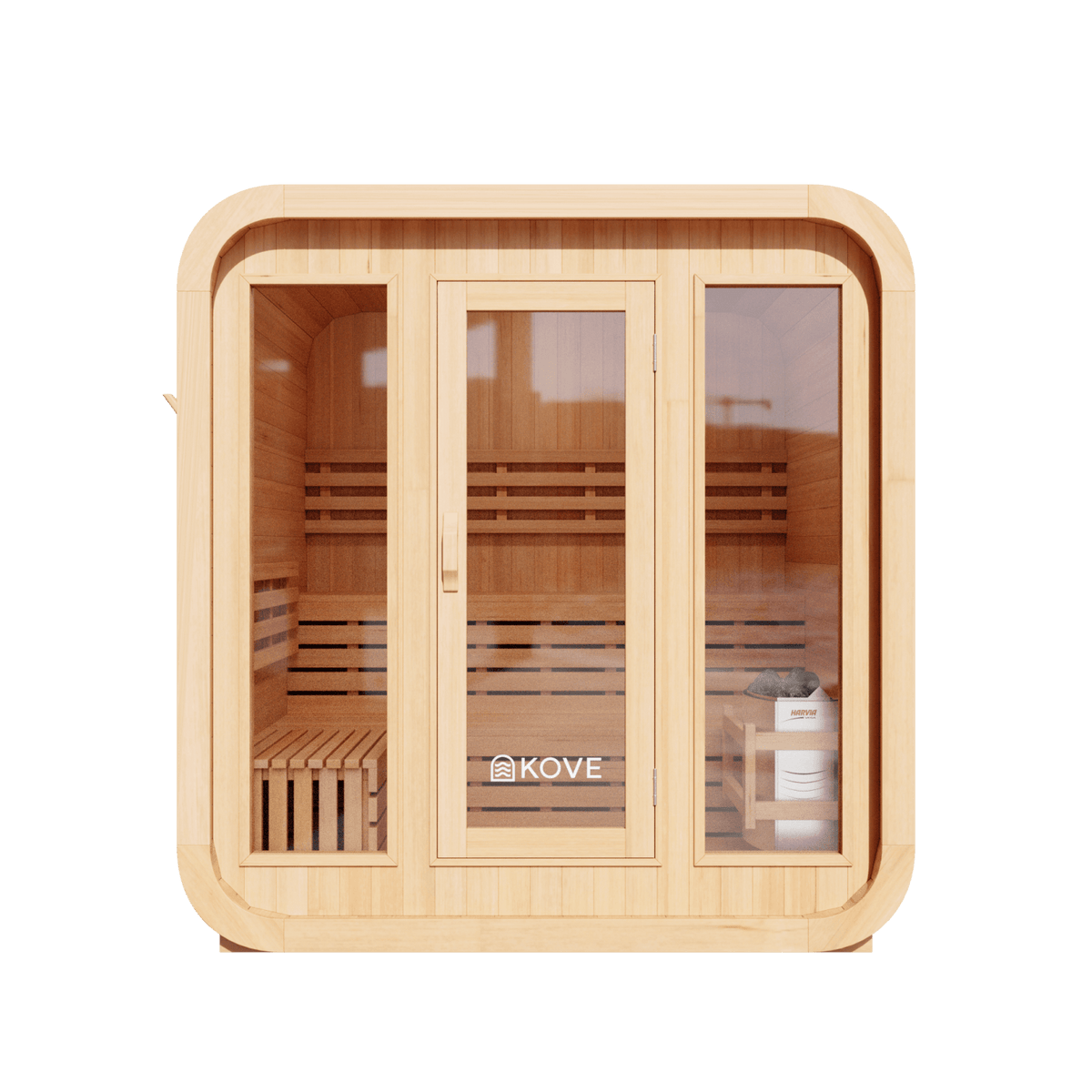 KOVE Cube Sauna 3–4 Person Outdoor Sauna – Premium Spruce Wood, 6kW Harvia Heater, Modern Cube Design - SGP Garden Ltd