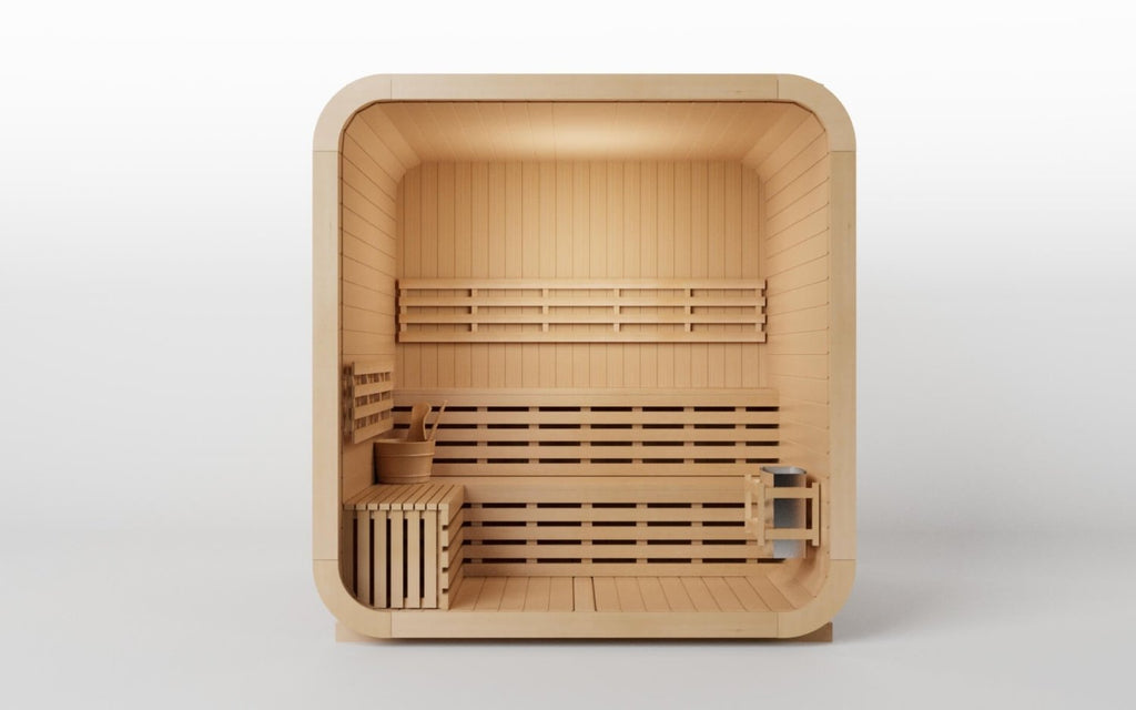 KOVE Cube Sauna 3–4 Person Outdoor Sauna – Premium Spruce Wood, 6kW Harvia Heater, Modern Cube Design - SGP Garden Ltd