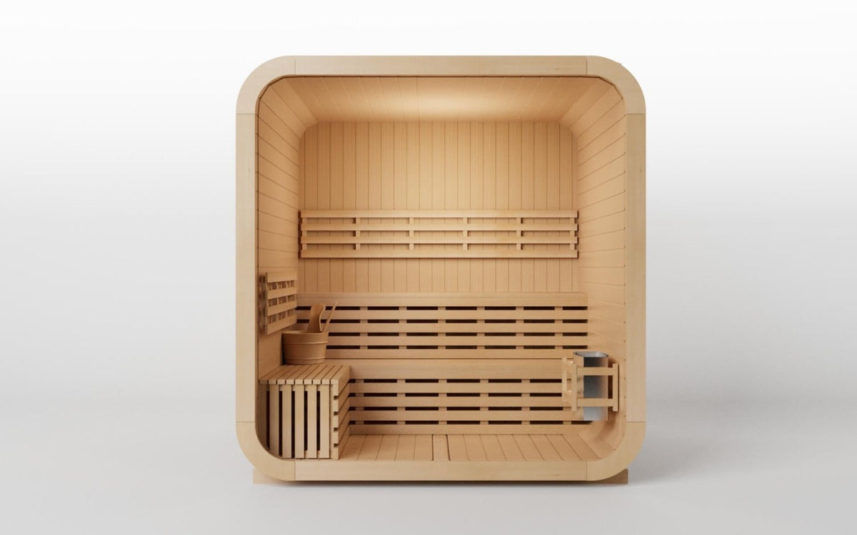KOVE Cube Sauna 3–4 Person Outdoor Sauna – Premium Spruce Wood, 6kW Harvia Heater, Modern Cube Design - SGP Garden Ltd