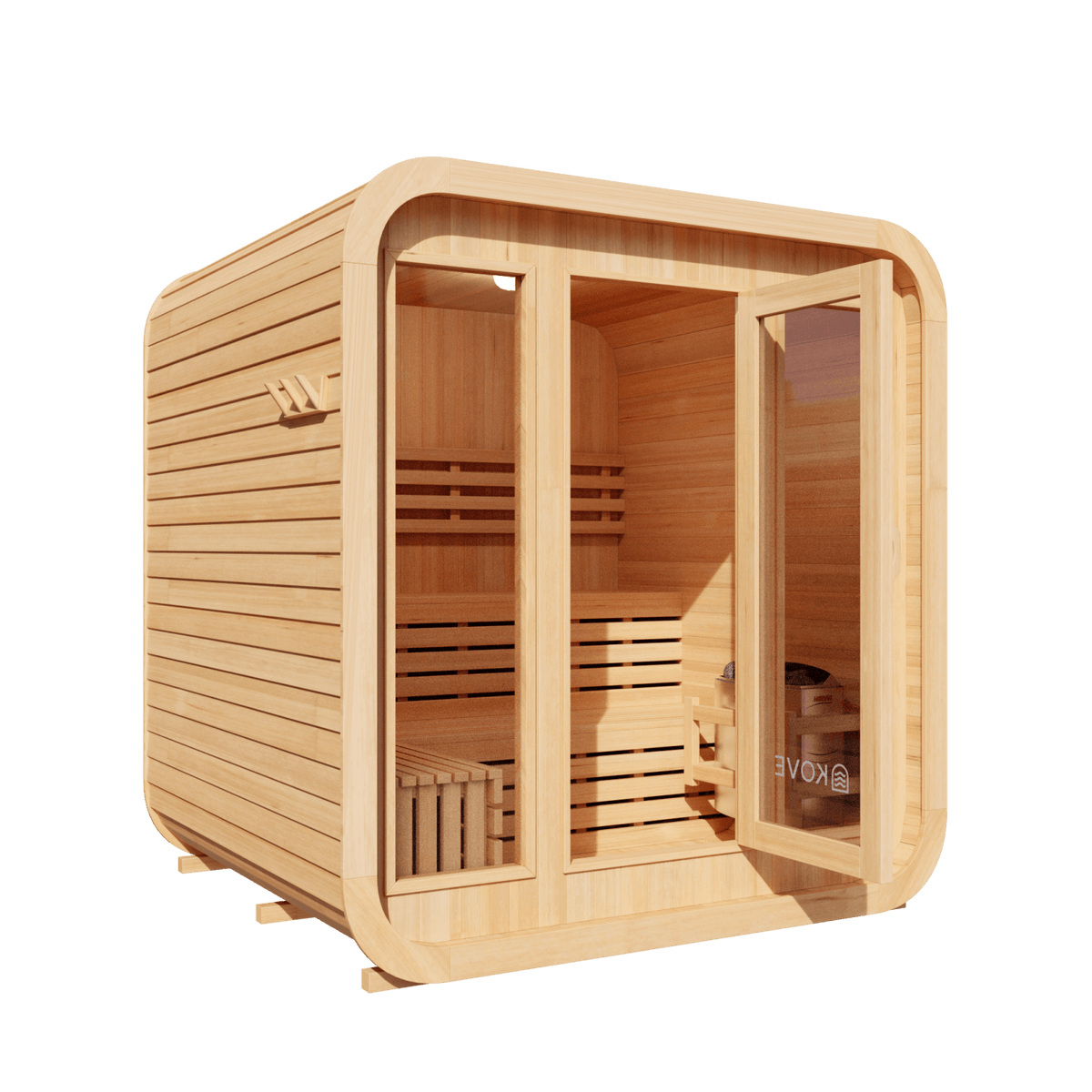KOVE Cube Sauna 3–4 Person Outdoor Sauna – Premium Spruce Wood, 6kW Harvia Heater, Modern Cube Design - SGP Garden Ltd