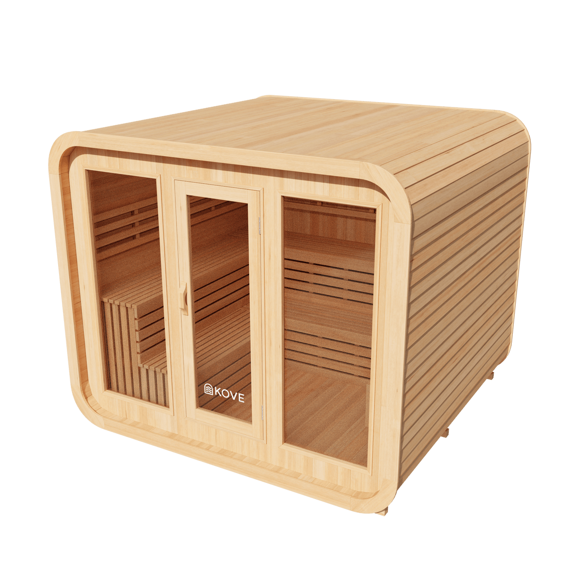KOVE Cube Sauna 5–6 Person Outdoor Sauna – Premium Spruce Wood, 8kW Harvia Heater, Modern Cube Design - SGP Garden Ltd