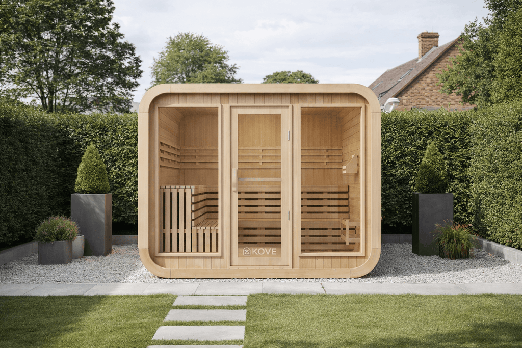 KOVE Cube Sauna 5–6 Person Outdoor Sauna – Premium Spruce Wood, 8kW Harvia Heater, Modern Cube Design - SGP Garden Ltd