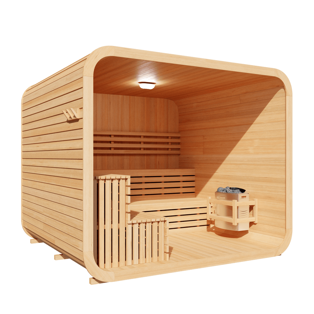 KOVE Cube Sauna 5–6 Person Outdoor Sauna – Premium Spruce Wood, 8kW Harvia Heater, Modern Cube Design - SGP Garden Ltd
