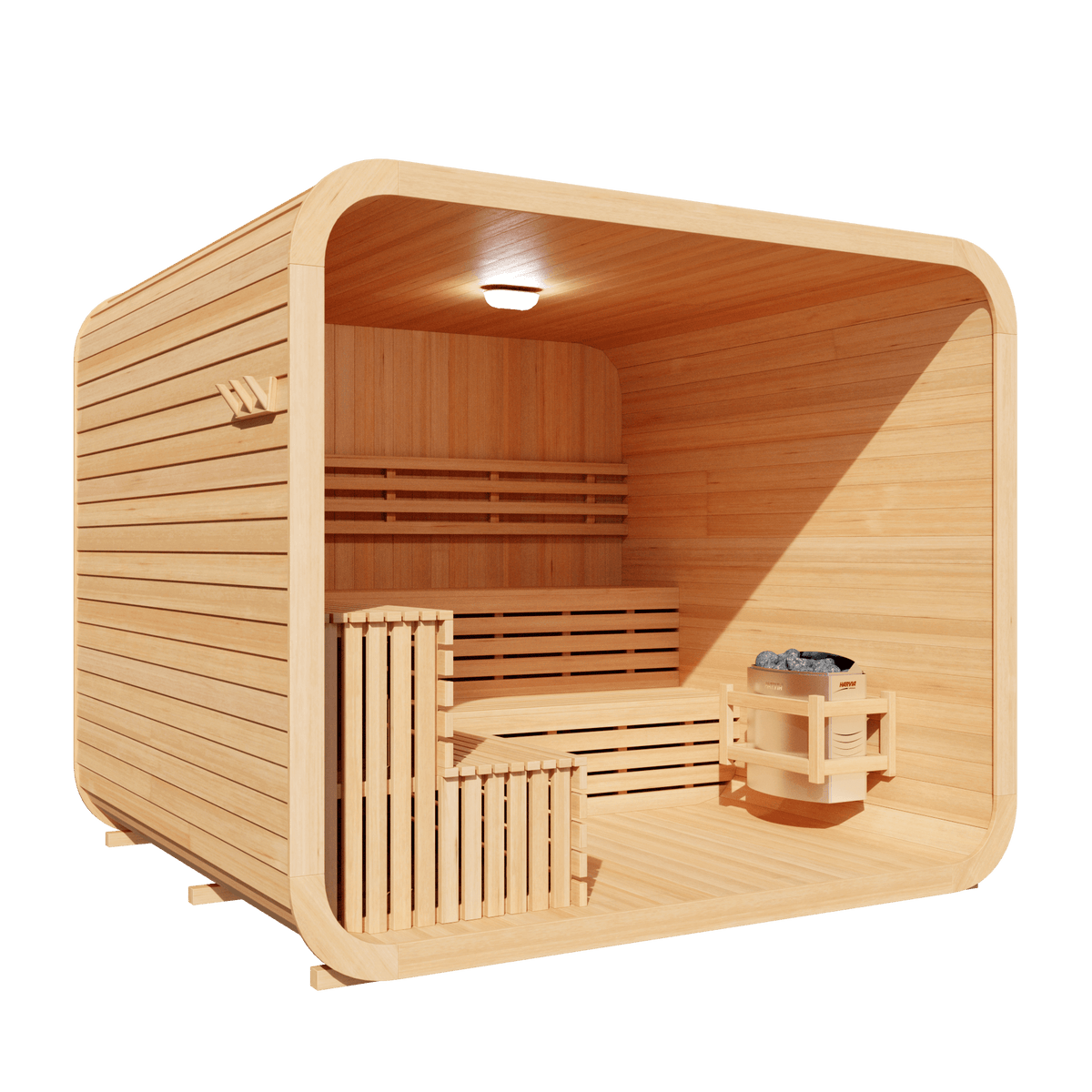 KOVE Cube Sauna 5–6 Person Outdoor Sauna – Premium Spruce Wood, 8kW Harvia Heater, Modern Cube Design - SGP Garden Ltd