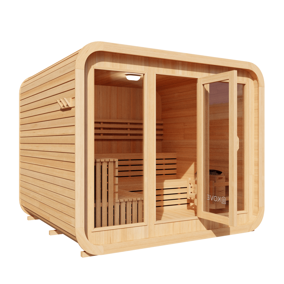 KOVE Cube Sauna 5–6 Person Outdoor Sauna – Premium Spruce Wood, 8kW Harvia Heater, Modern Cube Design - SGP Garden Ltd