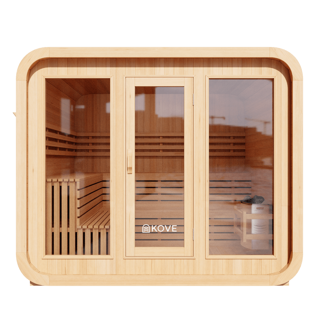 KOVE Cube Sauna 5–6 Person Outdoor Sauna – Premium Spruce Wood, 8kW Harvia Heater, Modern Cube Design - SGP Garden Ltd