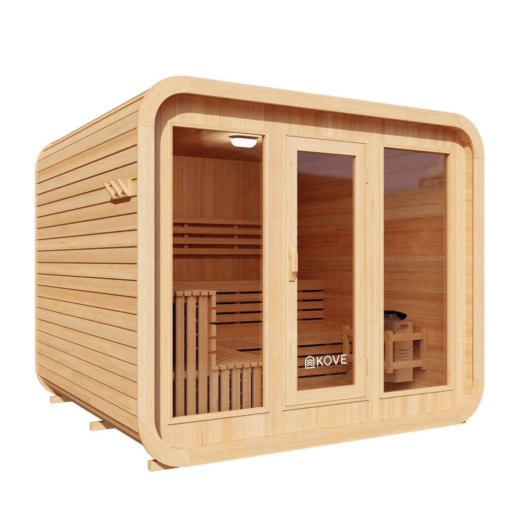 KOVE Cube Sauna 5–6 Person Outdoor Sauna – Premium Spruce Wood, 8kW Harvia Heater, Modern Cube Design - SGP Garden Ltd