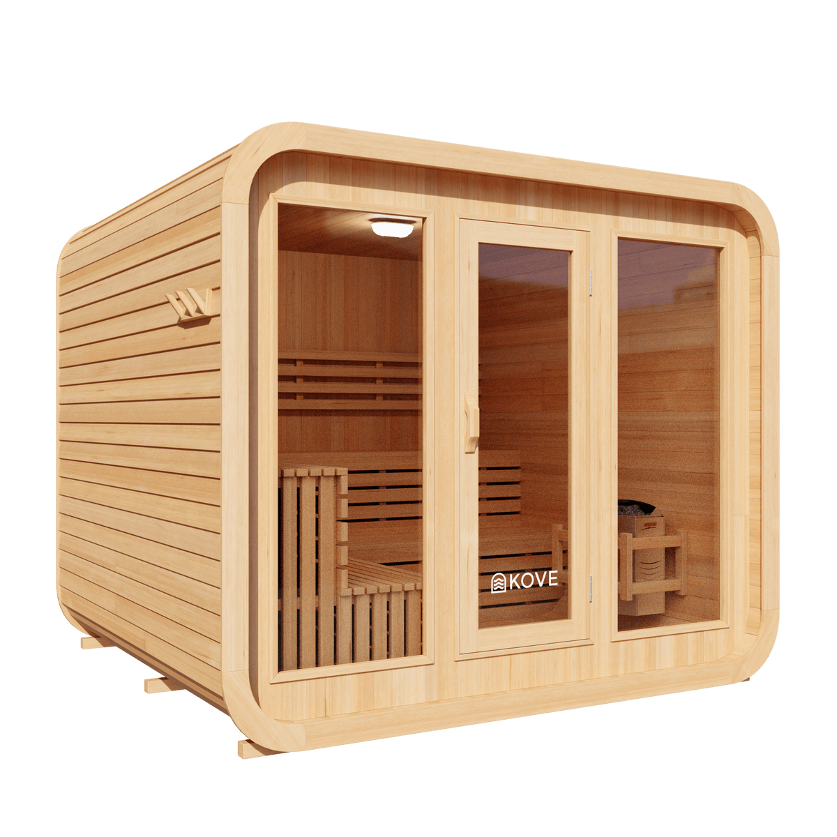 KOVE Cube Sauna 5–6 Person Outdoor Sauna – Premium Spruce Wood, 8kW Harvia Heater, Modern Cube Design - SGP Garden Ltd