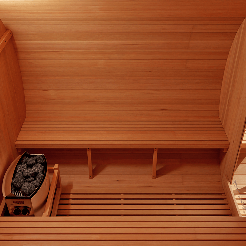 KOVE Outdoor Barrel Sauna – 4–6 Person Garden Sauna with 6kW Harvia Electric Heater - SGP Garden Ltd