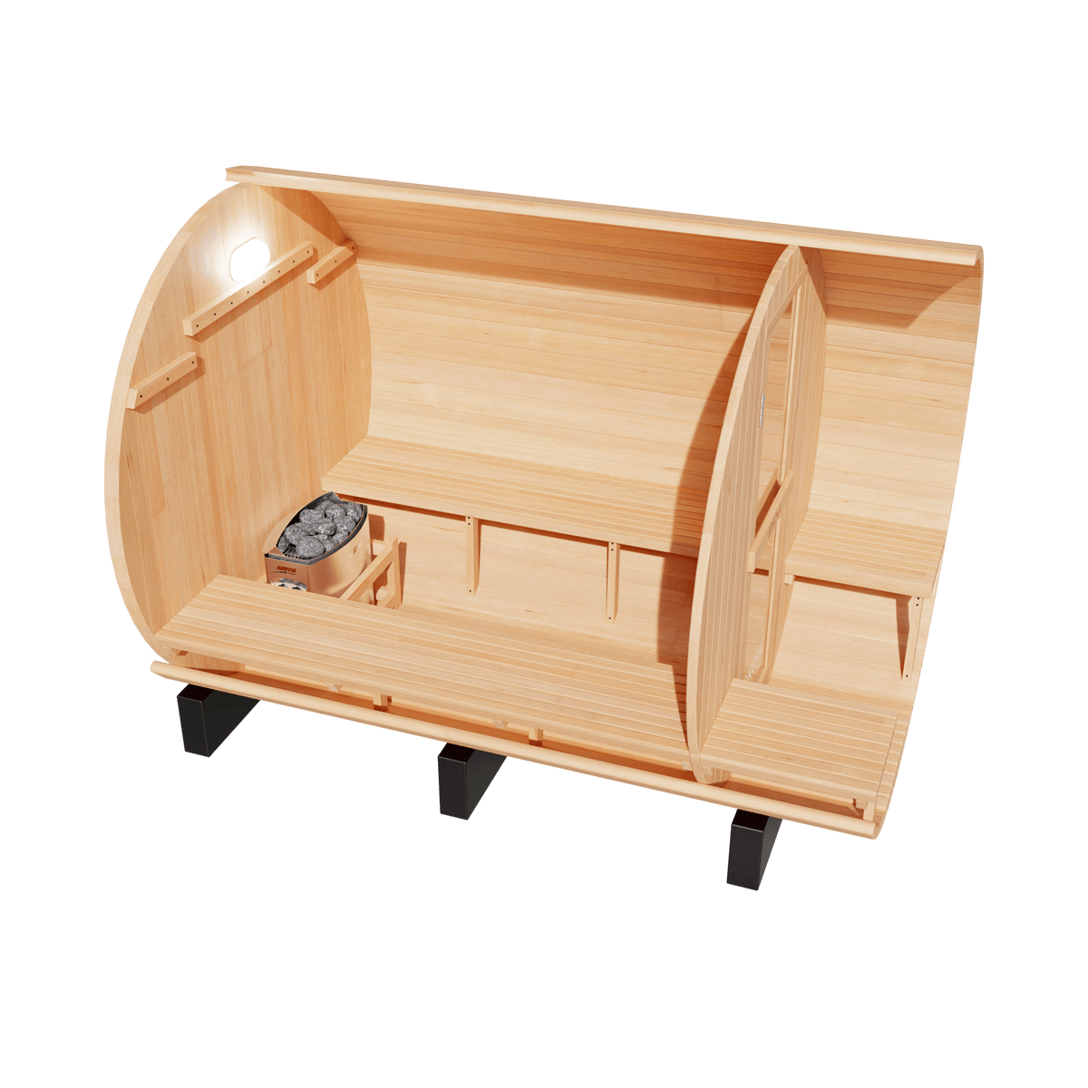 KOVE Outdoor Barrel Sauna – 4–6 Person Garden Sauna with 6kW Harvia Electric Heater - SGP Garden Ltd