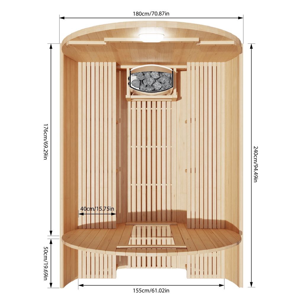 KOVE Outdoor Barrel Sauna – 4–6 Person Garden Sauna with 6kW Harvia Electric Heater - SGP Garden Ltd