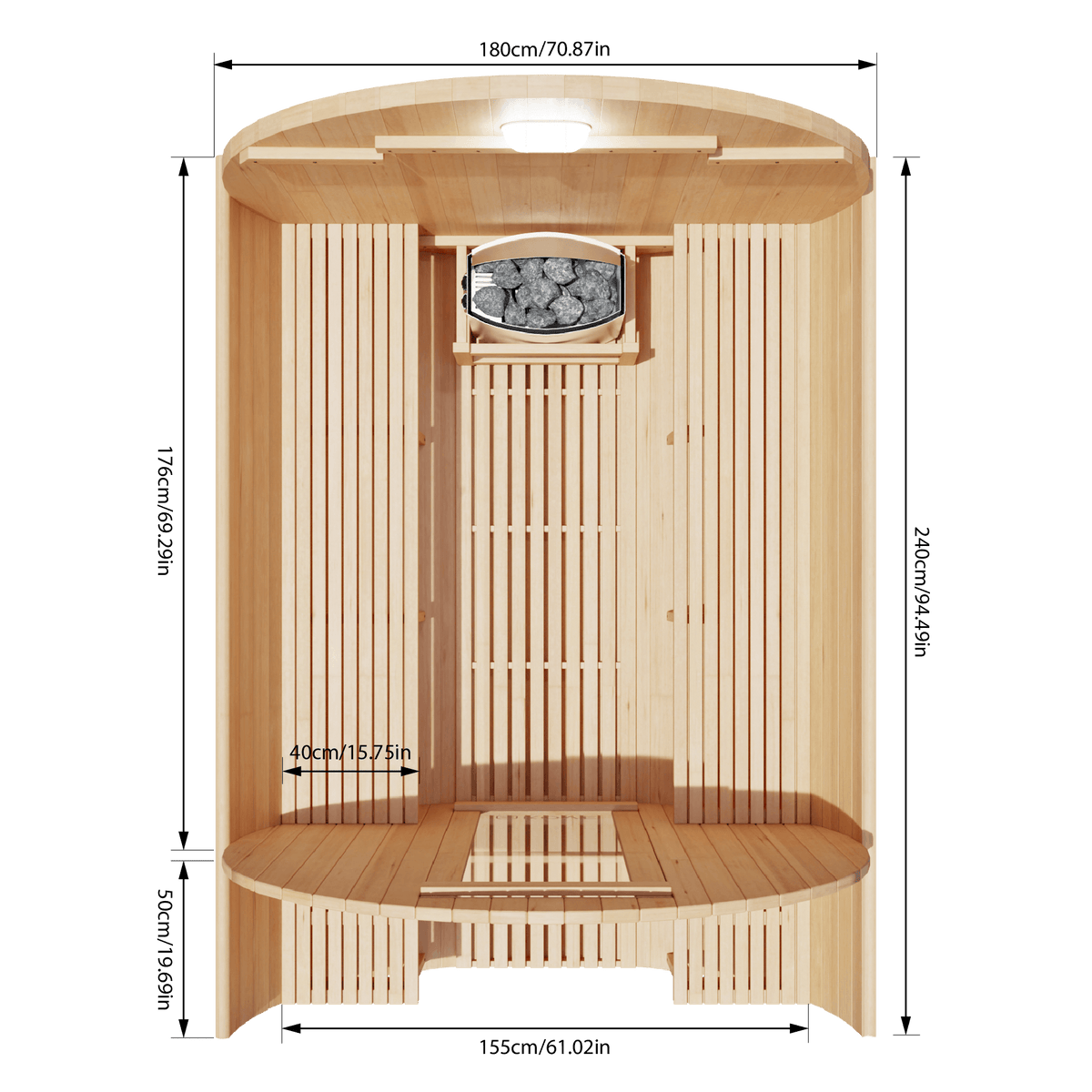 KOVE Outdoor Barrel Sauna – 4–6 Person Garden Sauna with 6kW Harvia Electric Heater - SGP Garden Ltd