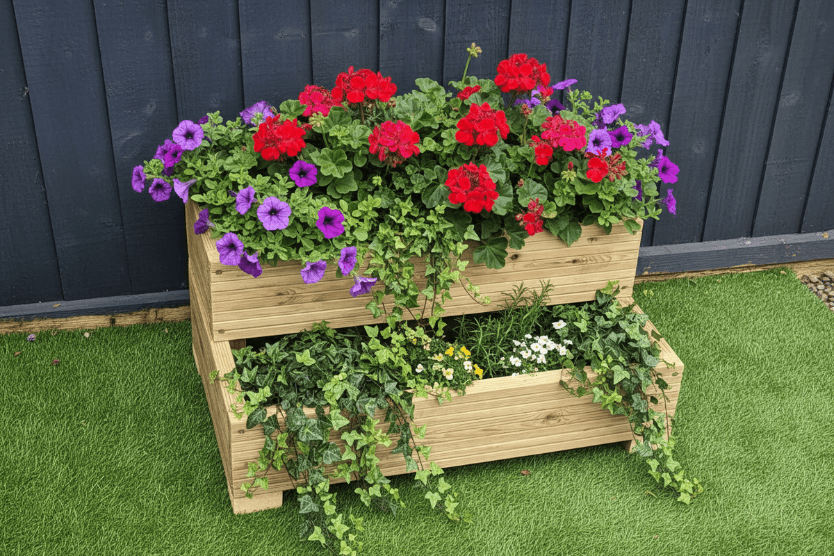 L-Shaped 2 Tier Decking planter - SGP Garden Ltd