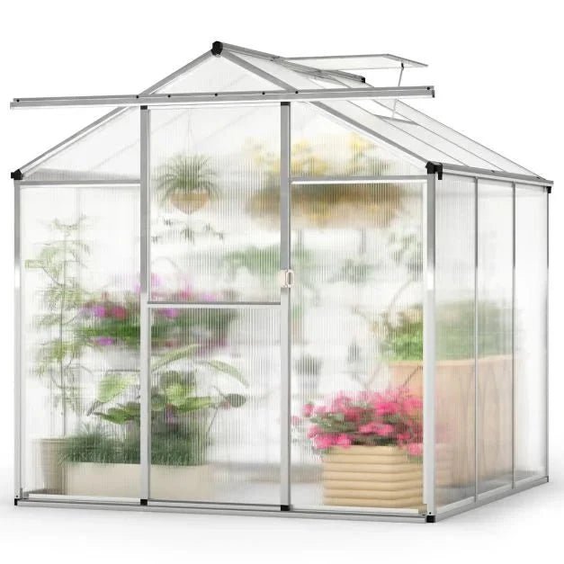 Large Walk‑In Polycarbonate Greenhouse (185 × 185 cm / 244 × 185 cm) - SGP Garden Ltd