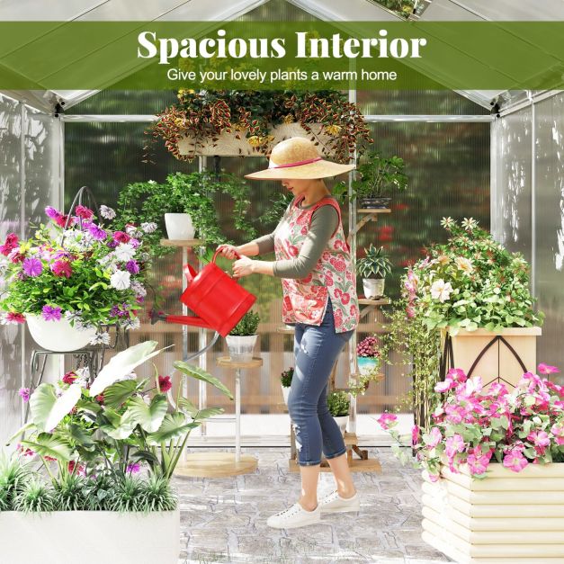 Large Walk‑In Polycarbonate Greenhouse (185 × 185 cm / 244 × 185 cm) - SGP Garden Ltd