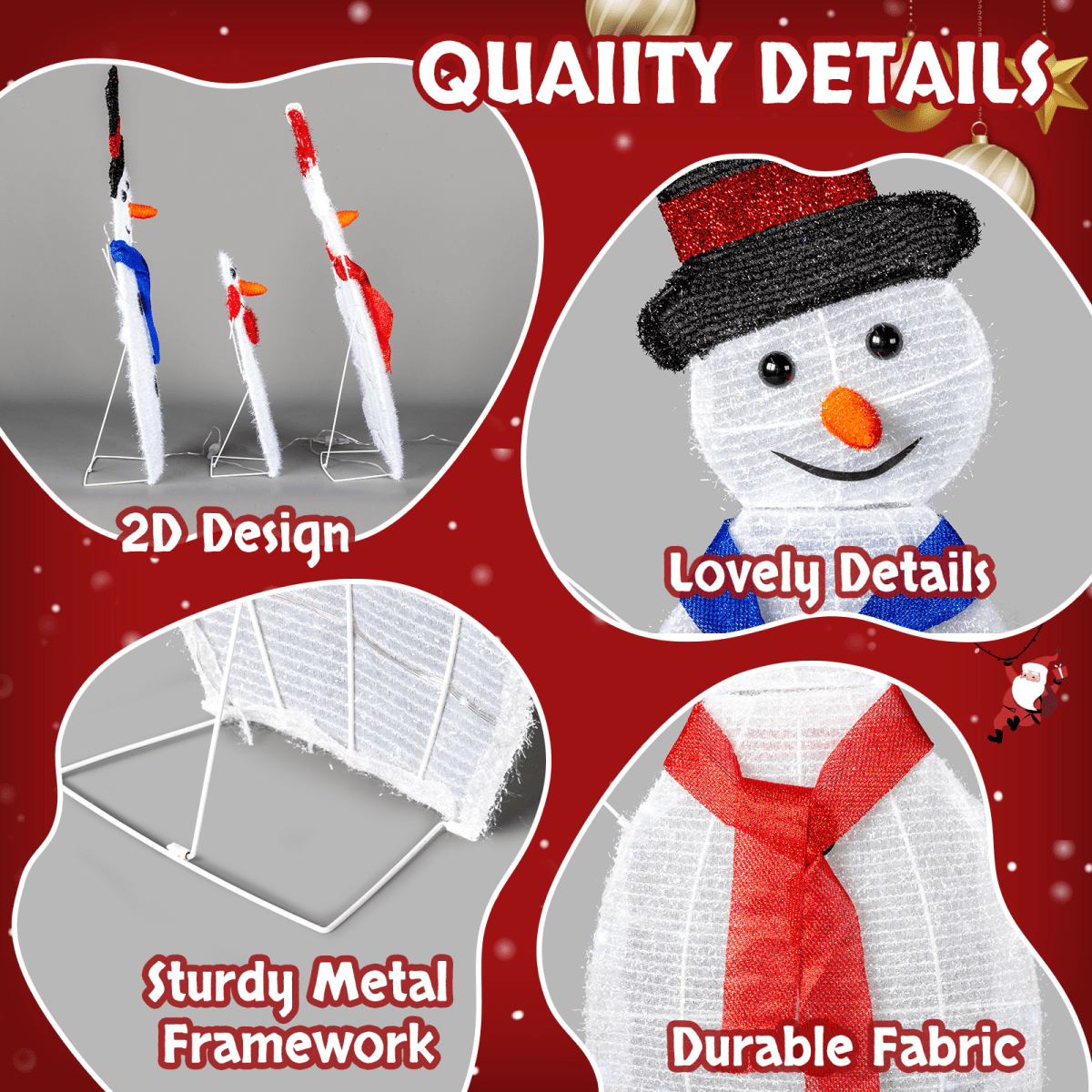 Lighted Snowman Christmas Yard Decorations, Set of 3 Pre-lit 2D Snowman Family with 80 LED White Lights and Stakes for Xmas Outdoor Holiday Indoor Decor Lighted Holiday Displays - SGP Garden Ltd